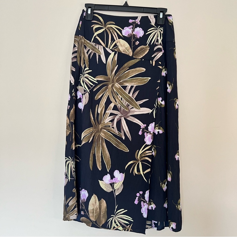 Vince Mixed Tropical Garden Crinkle MIDI Skirt EUC - Picture 3 of 7